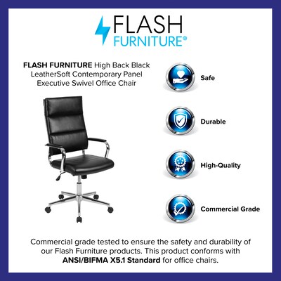 Flash Furniture Hansel LeatherSoft Swivel High Back Executive Office Chair, Black (BT20595H2BK)