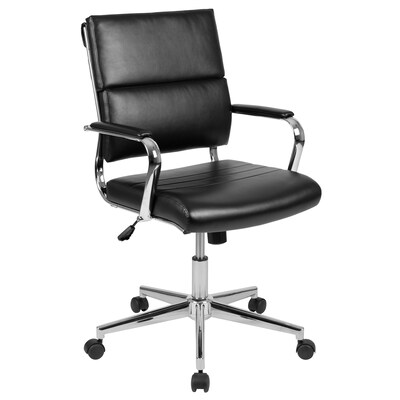 Flash Furniture Hansel LeatherSoft Swivel Mid-Back Executive Office Chair, Black (BT20595M2BK)