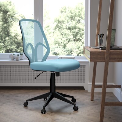 Flash Furniture Salerno Series Armless Ergonomic Mesh Swivel High Back Office Chair, Light Blue (GOW