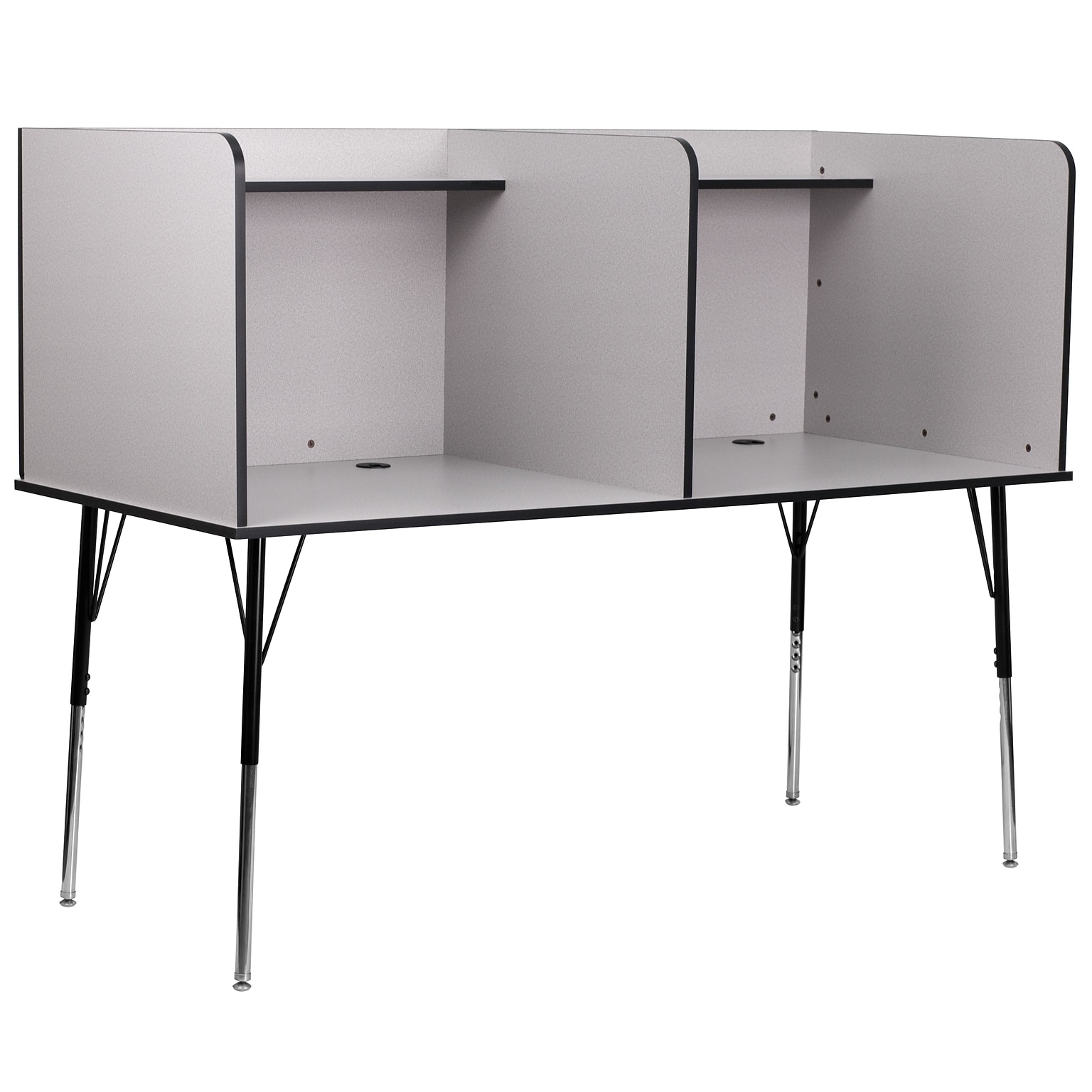 Flash Furniture 70W Stand-Alone Double Study Carrel with Top Shelf, Nebula Grey (MTM6222DSCGRY)