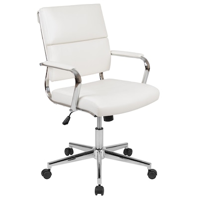 Flash Furniture Hansel LeatherSoft Swivel Mid-Back Executive Office Chair, White (BT20595M2WH)