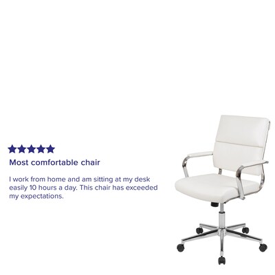 Flash Furniture Hansel LeatherSoft Swivel Mid-Back Executive Office Chair, White (BT20595M2WH)