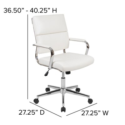 Flash Furniture Hansel LeatherSoft Swivel Mid-Back Executive Office Chair, White (BT20595M2WH)