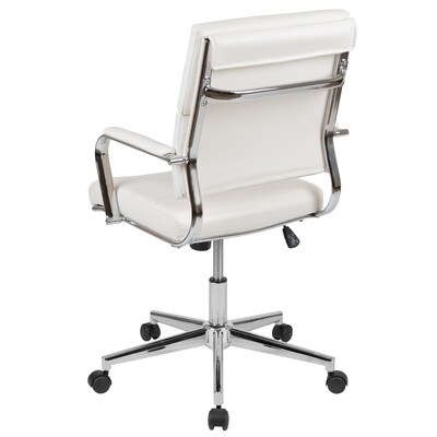 Flash Furniture Hansel LeatherSoft Swivel Mid-Back Executive Office Chair, White (BT20595M2WH)