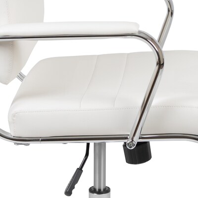 Flash Furniture Hansel LeatherSoft Swivel Mid-Back Executive Office Chair, White (BT20595M2WH)