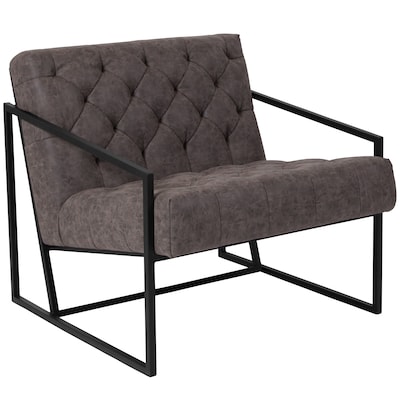 Flash Furniture Hercules Madison Series LeatherSoft Retro Tufted Lounge Chair, Gray (ZB8522GY)