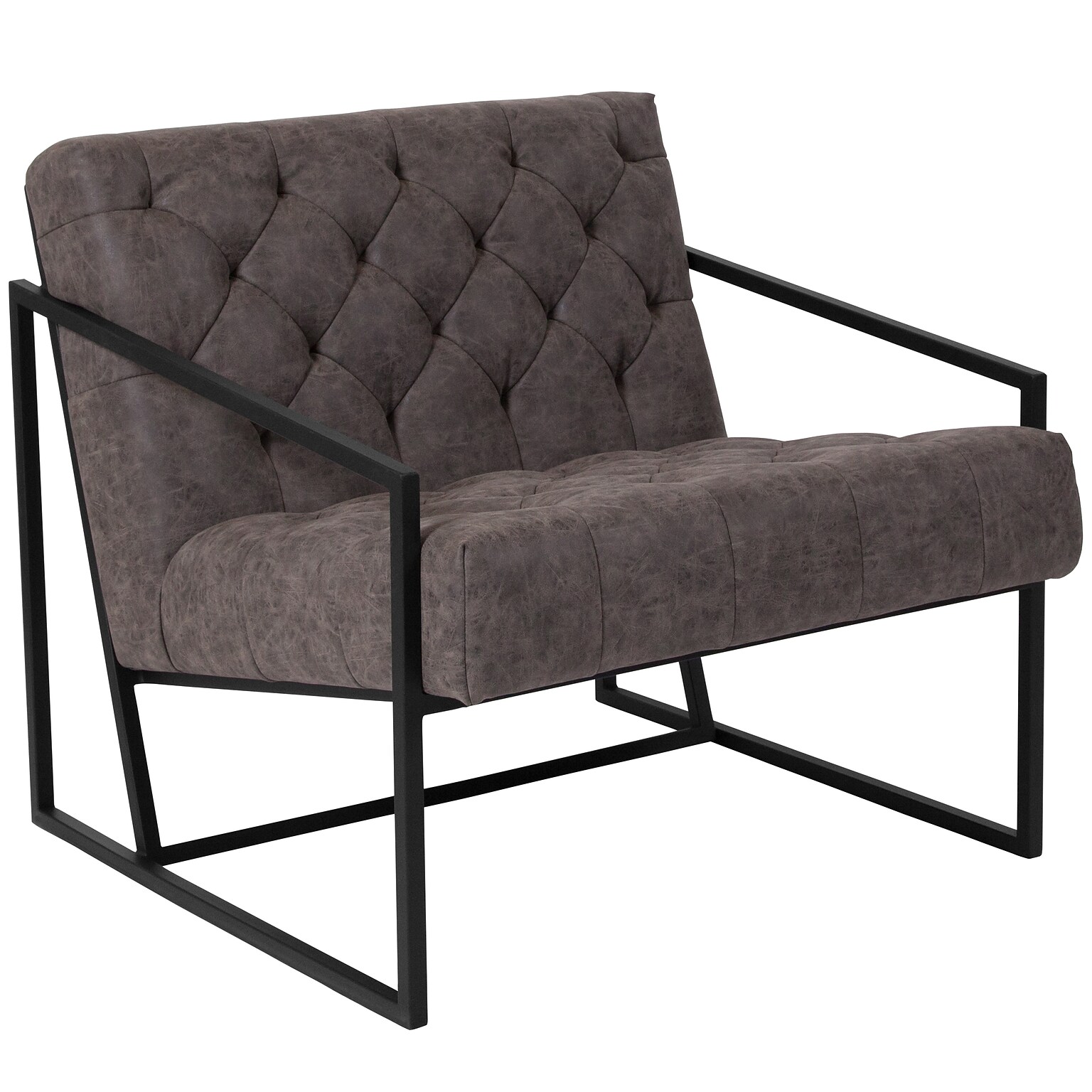 Flash Furniture Hercules Madison Series LeatherSoft Retro Tufted Lounge Chair, Gray (ZB8522GY)