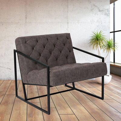 Flash Furniture Hercules Madison Series LeatherSoft Retro Tufted Lounge Chair, Gray (ZB8522GY)