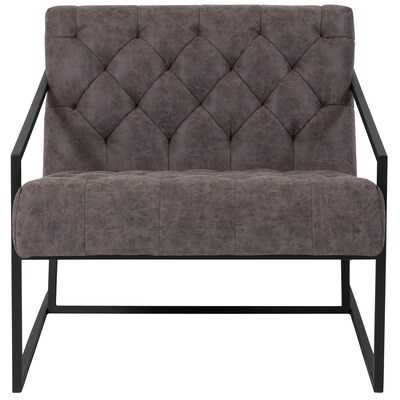 Flash Furniture Hercules Madison Series LeatherSoft Retro Tufted Lounge Chair, Gray (ZB8522GY)