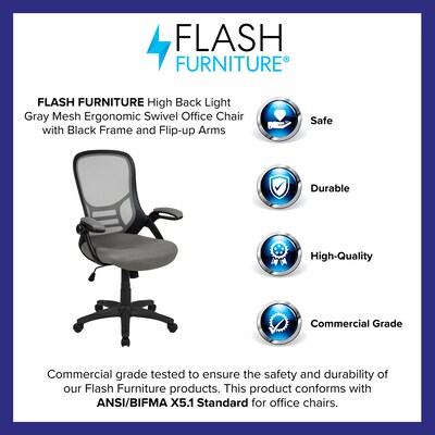 Flash Furniture Porter Ergonomic Mesh Swivel High Back Office Chair, Light Gray/Black (HL00161BKGY)