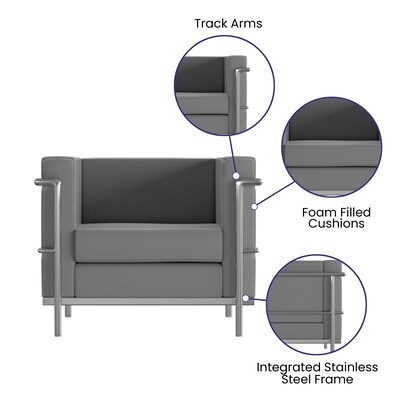 Flash Furniture Hercules Regal Series LeatherSoft Reception Chair, Gray (ZBREG8101CHGY)