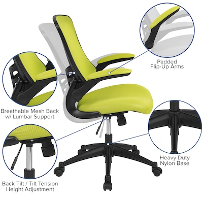 Flash Furniture Kelista Ergonomic Mesh Swivel Mid-Back Task Office Chair, Green (BLX5MGRN)