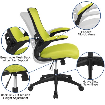 Flash Furniture Kelista Ergonomic Mesh Swivel Mid-Back Task Office Chair, Green (BLX5MGRN)