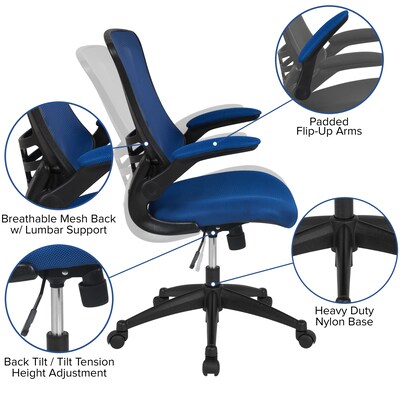 Flash Furniture Kelista Ergonomic Mesh Swivel Mid-Back Task Office Chair, Blue (BLX5MBLUE)