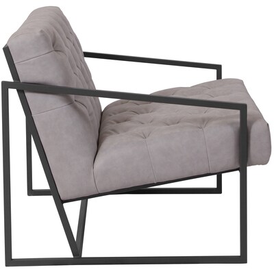 Flash Furniture Hercules Madison Series LeatherSoft Retro Tufted Lounge Chair, Light Gray (ZB8522WH)