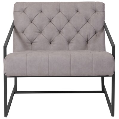 Flash Furniture Hercules Madison Series LeatherSoft Retro Tufted Lounge Chair, Light Gray (ZB8522WH)