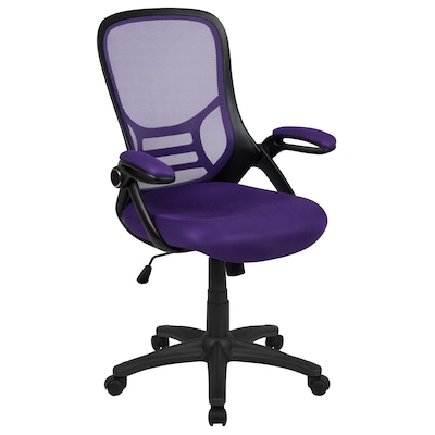 Flash Furniture Porter Ergonomic Mesh Swivel High Back Office Chair, Purple/Black (HL00161BKPUR)