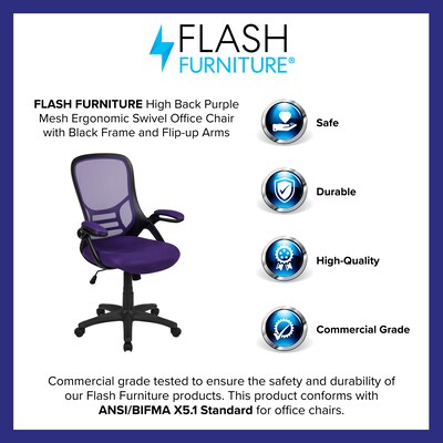 Flash Furniture Porter Ergonomic Mesh Swivel High Back Office Chair, Purple/Black (HL00161BKPUR)