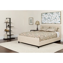 Flash Furniture Tribeca Tufted Upholstered Platform Bed in Beige Fabric with Memory Foam Mattress, T