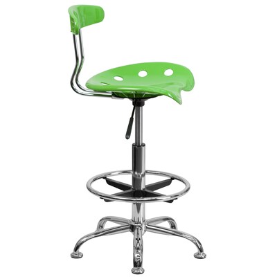 Flash Furniture Chrome Low Back Drafting Stool With Tractor Seat, Vibrant Apple Green