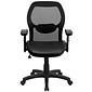 Flash Furniture Mid Back Super Mesh Office Chair With Black Italian Leather Seat, Black
