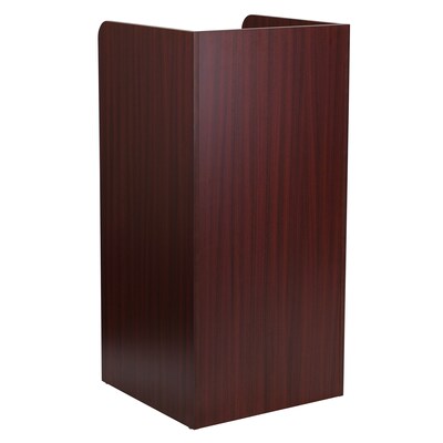 Flash Furniture Wood Tray Top Trash Can, Mahogany
