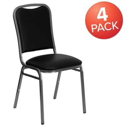 Flash Furniture HERCULES Series Vinyl Vein Frame Banquet Stack Chair, Black (4NG108SVBKVYL)