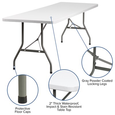 Flash Furniture Kathryn Folding Table, 96" x 30", Granite White (RB3096)