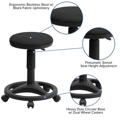 Flash Furniture Fabric Ergonomic Stool With Foot Ring, Black (WL905DG)