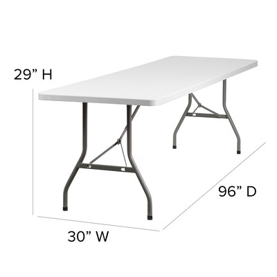 Flash Furniture Kathryn Folding Table, 96" x 30", Granite White (RB3096)