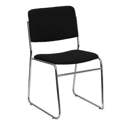 Flash Furniture HERCULES Series Fabric Stacking Chair with Sled Base, Black/Chrome (XU8700CHRBK)