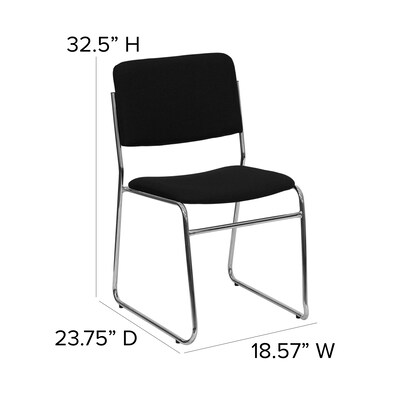Flash Furniture HERCULES Series Fabric Stacking Chair with Sled Base, Black/Chrome (XU8700CHRBK)