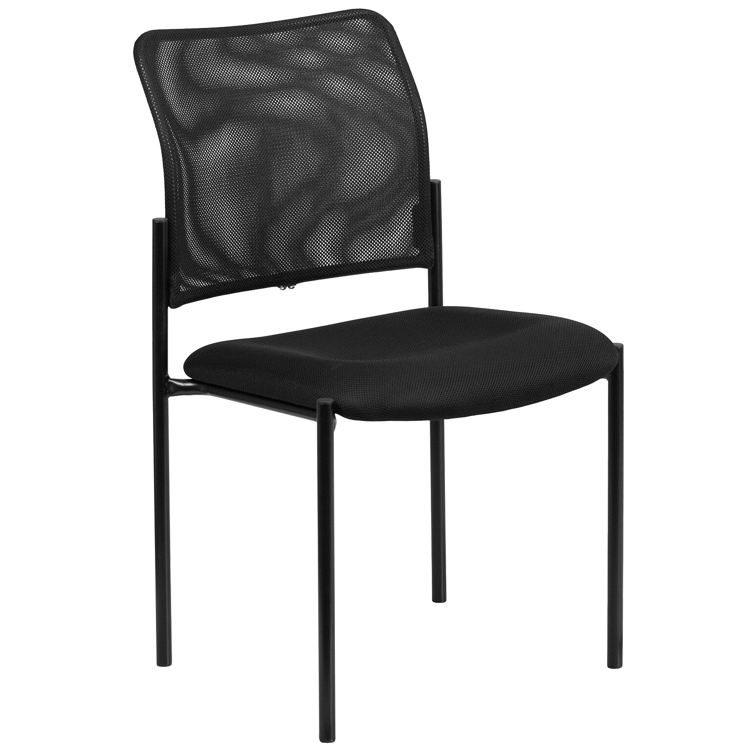 Flash Furniture Mesh Comfortable Stackable Steel Side Chair, Black (GO5152)