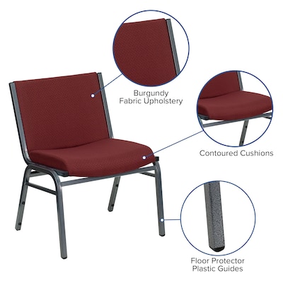 Flash Furniture Hercules Series 1000lb Capacity Big and Tall Extra-Wide Fabric Stack Chair; Burgundy