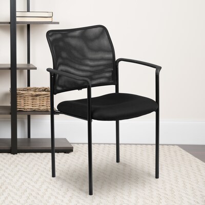 Flash Furniture Jana Mesh Stackable Side Chair with Arms, Black (GO5162)