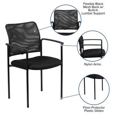 Flash Furniture Jana Mesh Stackable Side Chair with Arms, Black (GO5162)