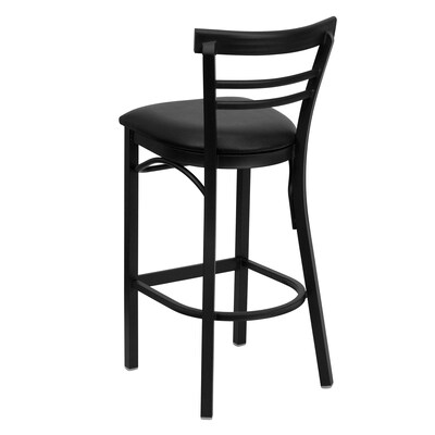 Flash Furniture Traditional Vinyl Restaurant Barstool with Back, Black (XU6R9BLADBARBKV)