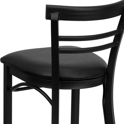 Flash Furniture Traditional Vinyl Restaurant Barstool with Back, Black (XU6R9BLADBARBKV)