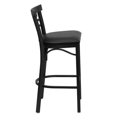 Flash Furniture Traditional Vinyl Restaurant Barstool with Back, Black (XU6R9BLADBARBKV)