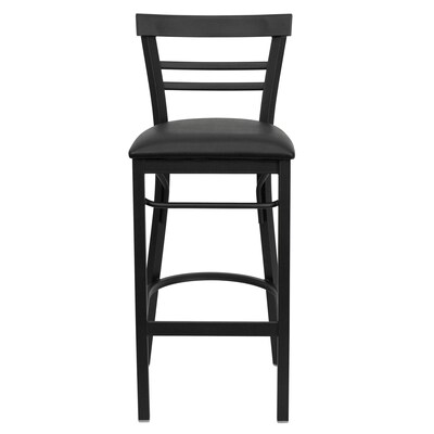 Flash Furniture Traditional Vinyl Restaurant Barstool with Back, Black (XU6R9BLADBARBKV)