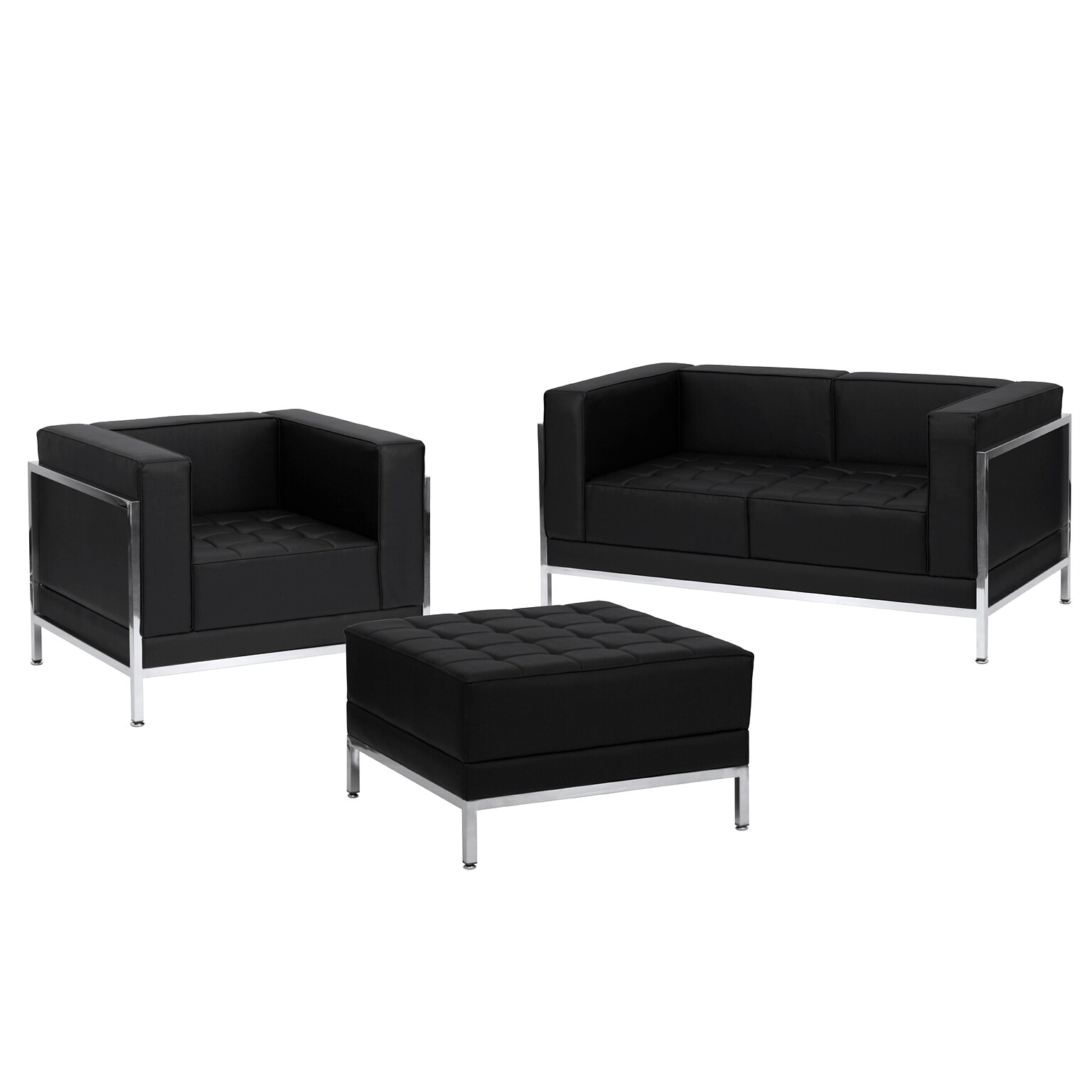 Flash Furniture LeatherSoft Modular Reception Grouping Set with Ottoman, Black (ZBIMAGSET11)