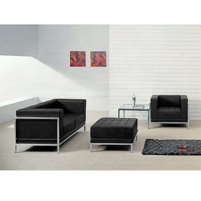 Flash Furniture LeatherSoft Modular Reception Grouping Set with Ottoman, Black (ZBIMAGSET11)
