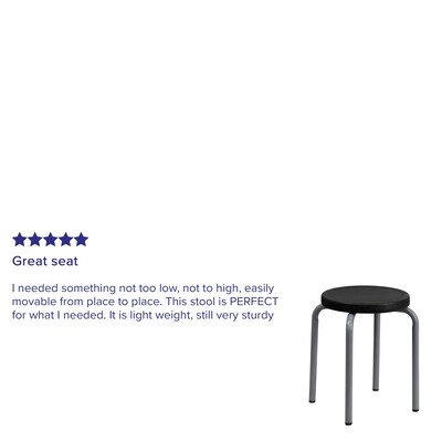 Flash Furniture Stackable Stool With Black Seat and Silver Powder Coated Frame, Black