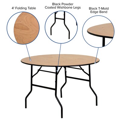 Flash Furniture Furman Folding Table, 48" x 48", Natural (YTWRFT48TBL)
