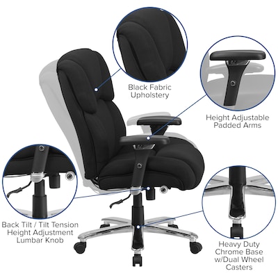 sh Furniture HERCULES Series Fabric Swivel 24/7 Intensive Use Big & Tall Executive Office Chair, Black (GO2149)