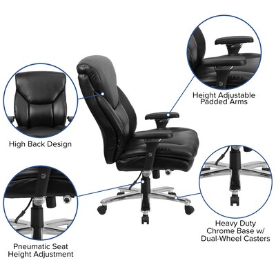 Flash Furniture HERCULES Series Ergonomic LeatherSoft Swivel 24/7 Intensive Use Big & Tall Office Chair, Black (GO2085LEA)