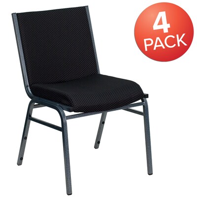 Flash Furniture HERCULES Series Fabric Heavy Duty Stack Chair, Black Dot, 4 Pack (4XU60153BK)