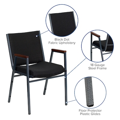 Flash Furniture HERCULES Series Fabric Stack Chair with Arms, Black Dot (XU60154BK)