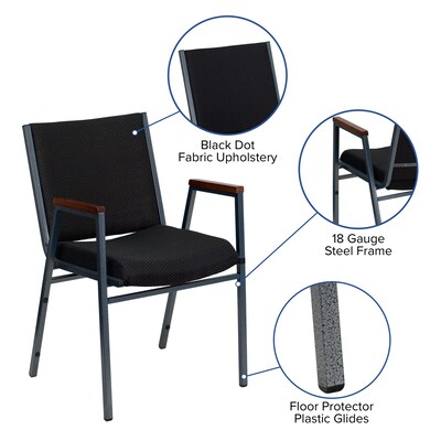 Flash Furniture HERCULES Series Fabric Stack Chair with Arms, Black Dot (XU60154BK)