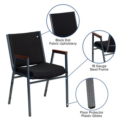 Flash Furniture HERCULES Series Fabric Stack Chair with Arms, Black Dot (XU60154BK)